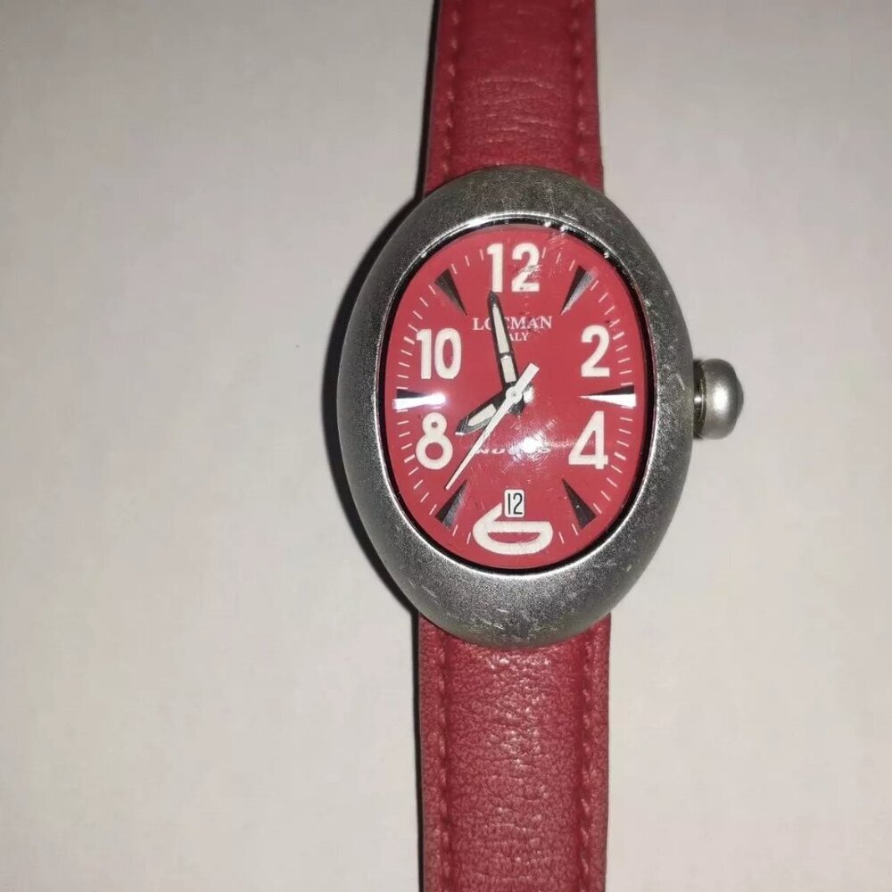 LOCMAN NUOVO-Aluminum Case Quartz Watch-Red Dial/Strap-R.E.F.015-Excellent - Picture 2 of 7